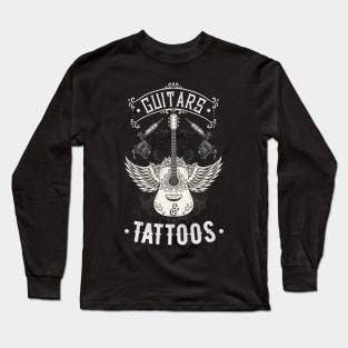 Guitars And Tattoos Vintage Guitarist Tattooed Long Sleeve T-Shirt